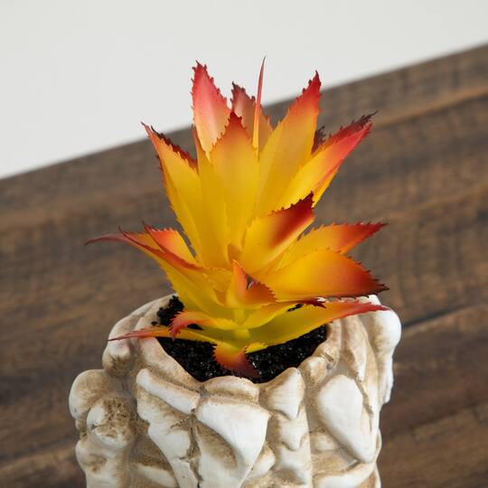 7" Artificial Halloween Succulent Plant in Skeleton Planter